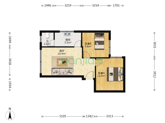 塘仔边 2室1厅1卫 63平方