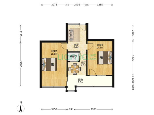 站前路 2室2厅1卫 63平方