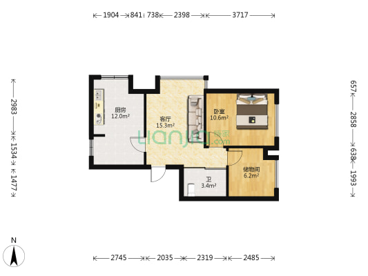 宏发英树 1室1厅1卫 58平方