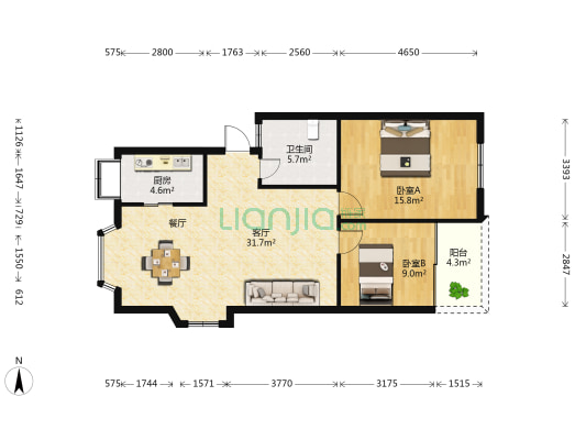 弘鑫商住楼 2室1厅1卫 84平方