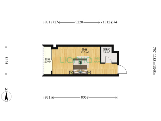 蓝钻华庭 1室0厅1卫 36平方