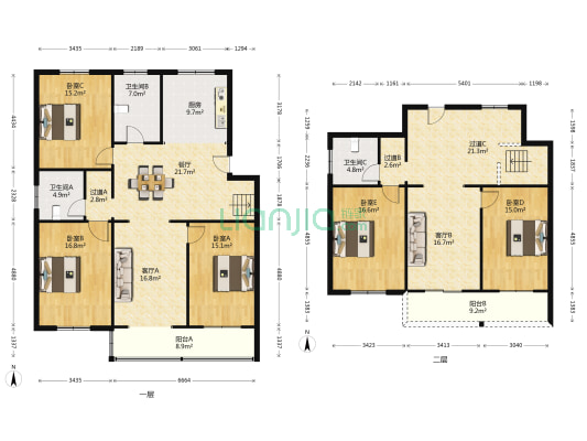 长龙一村东区 5室3厅3卫 142平方
