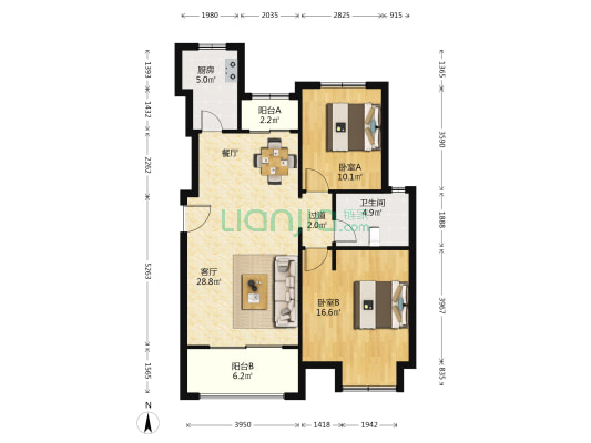 乾景雅园 2室1厅1卫 99平方