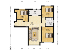 南北通透三居室,中间楼层,精装未住,诚意出售-涿州鸿坤理想湾南区户型图