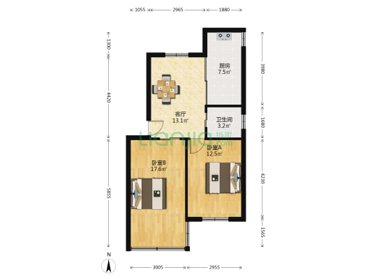 菜园弄 2室1厅1卫 63平方