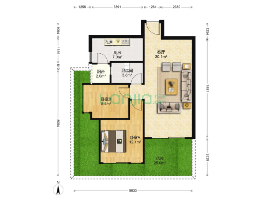 南城都汇汇尚园 2室1厅1卫 89平方