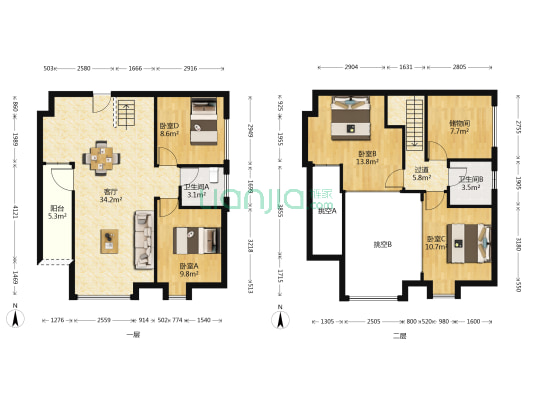 星河城市广场 4室1厅2卫 93平方