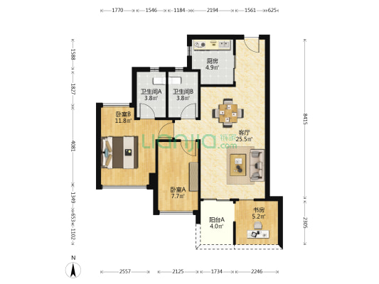雅居乐花城雅郡 3室1厅2卫 82平方