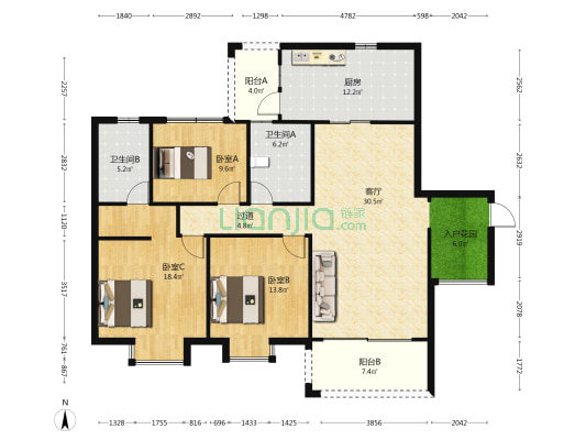海伦堡弘诚•厚园 3室1厅2卫 140平方