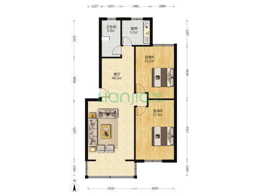 兴吉苑 2室1厅1卫 101平方