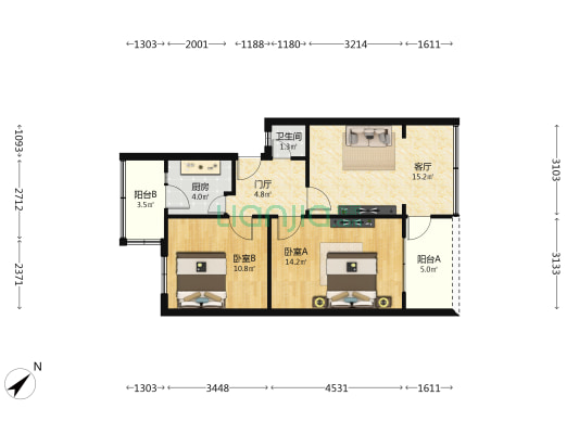 方池街43号附4号 2室1厅1卫 71平方