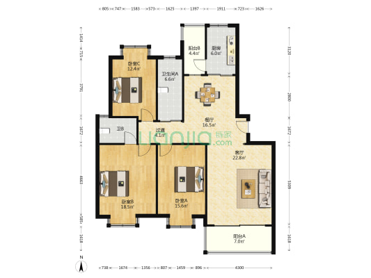 东景豪庭 3室2厅2卫 138平方