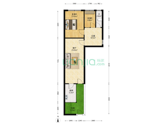 芝罘岛西里 2室1厅1卫 67平方