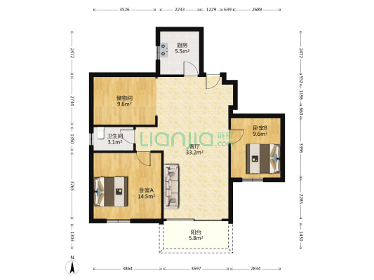 槎龙聚南宿舍 2室1厅1卫 99平方