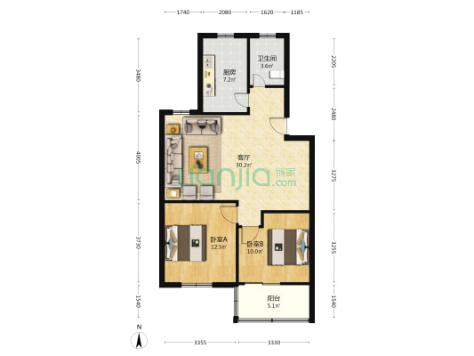 公路局家属院(阜王路) 2室1厅1卫 81平方