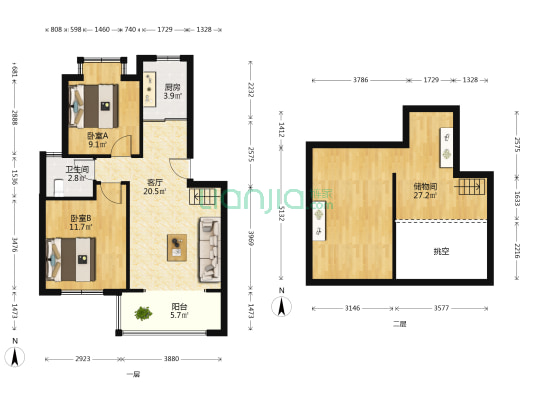 城投·康馨苑 2室1厅1卫 65平方