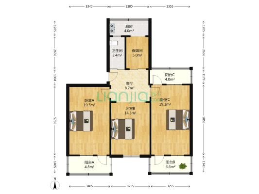 玉函路30号 3室1厅1卫 108平方