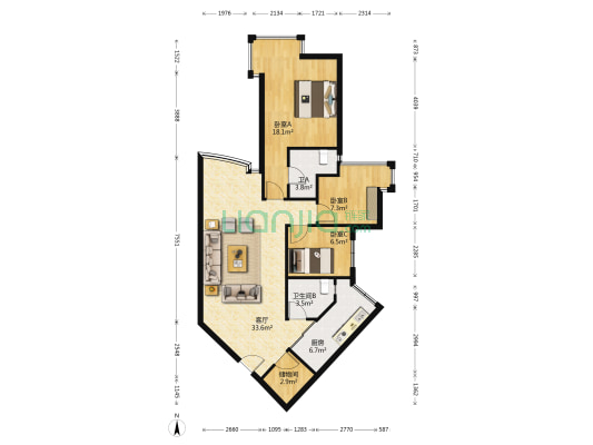 东和海韵园 3室1厅2卫 98平方