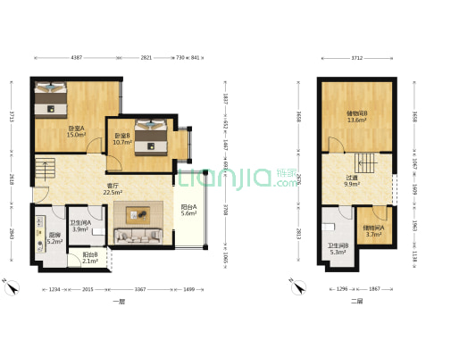 文豪世苑 2室1厅2卫 80平方