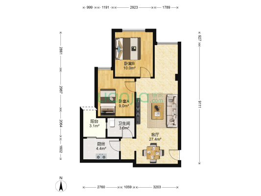 宝石星晖 2室1厅1卫 65平方