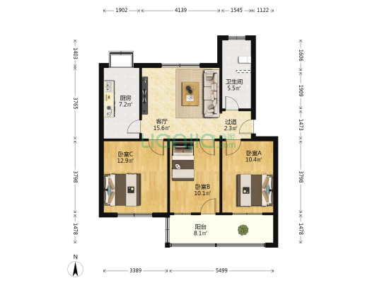烤烟厂家属院 3室1厅1卫 85平方