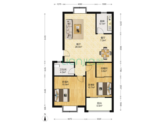中村南院 2室2厅1卫 102平方