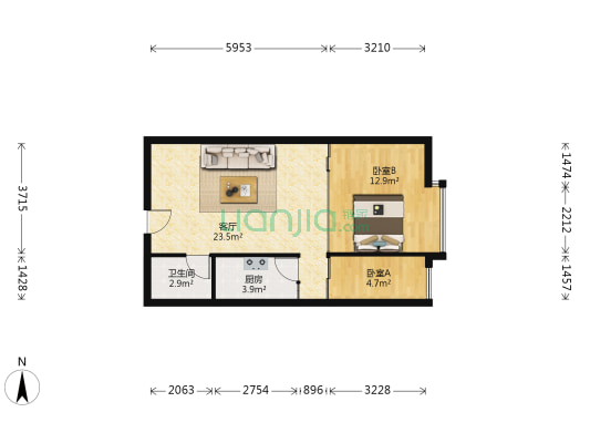 四季公寓 2室1厅1卫 57平方