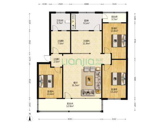 温泉小区 3室1厅1卫 153平方