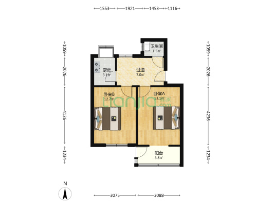 外运小区 2室0厅1卫 55平方