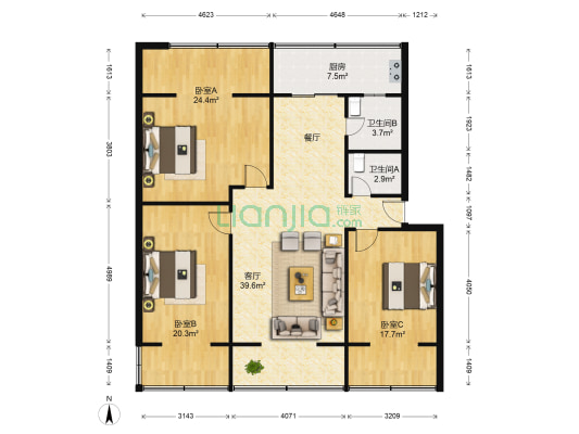 团结街149号 3室1厅2卫 106平方