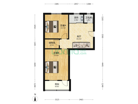 市容委宿舍 2室1厅1卫 63平方