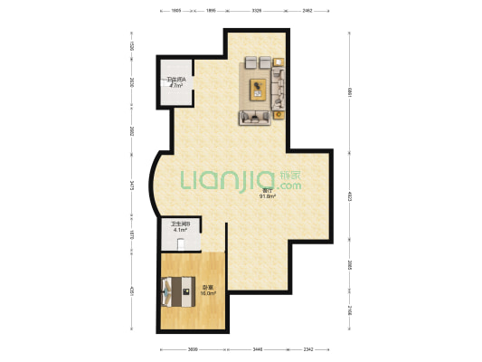 柏盛唯美品格西区 1室1厅2卫 400平方