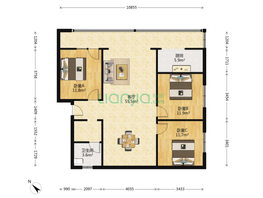 富民路二段32号 3室1厅1卫 112平方