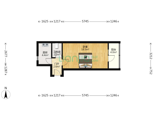 京海公寓 1室0厅1卫 39平方
