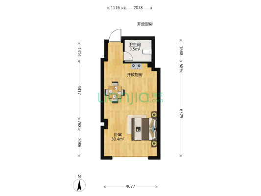 光谷时代广场 1室0厅1卫 52平方