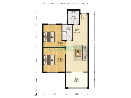 三优花园 2室1厅1卫 84平方