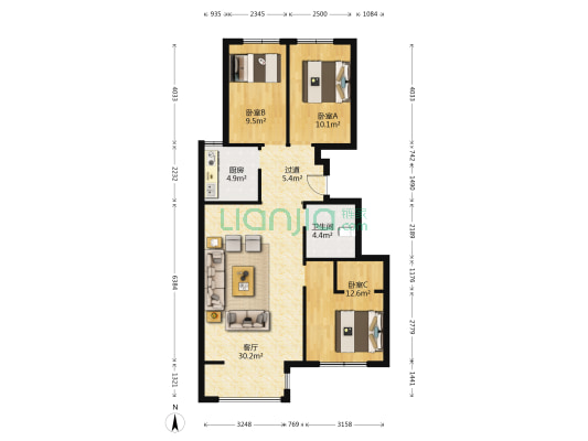 海安馨苑 3室1厅1卫 108平方