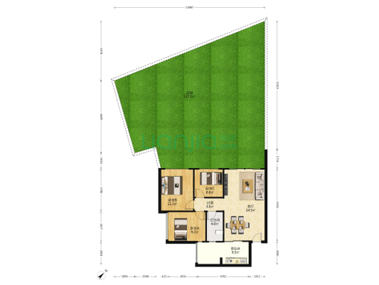 天来汇景 3室1厅1卫 86平方