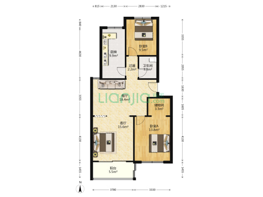 龙安新苑 2室2厅1卫 99平方