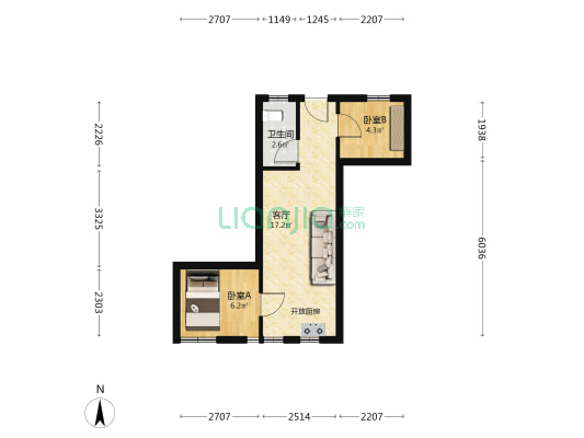 弘基南城小筑 2室1厅1卫 46平方