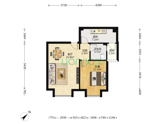 长安盛景 1室1厅1卫 65平方