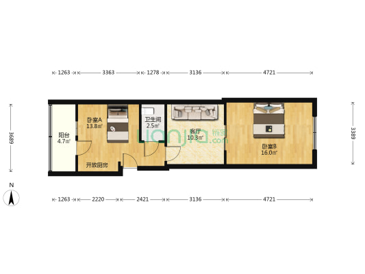 新竹里 2室1厅1卫 60平方