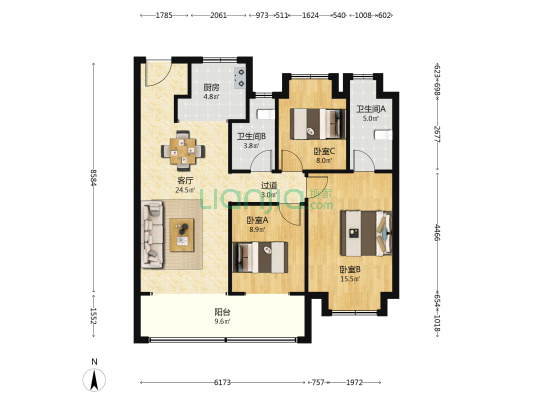 云图时光 3室1厅2卫 112平方