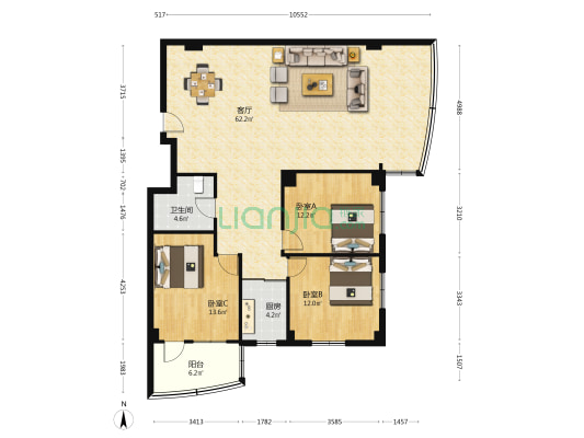 交安大楼 3室1厅1卫 128平方