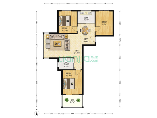 同方燕语林苑 2室2厅1卫 81平方