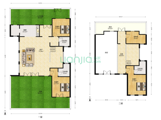 两江御园海棠园 3室1厅3卫 208平方