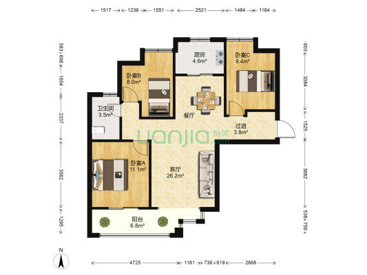 保利茉莉公馆 3室1厅1卫 94平方