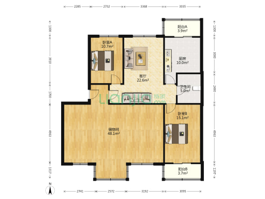 晨熙公寓 2室1厅1卫 156平方