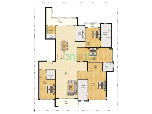 雅居乐御宾府 4室1厅5卫 338平方