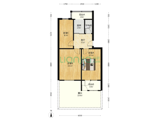 建安一公司家属院 3室1厅1卫 70平方